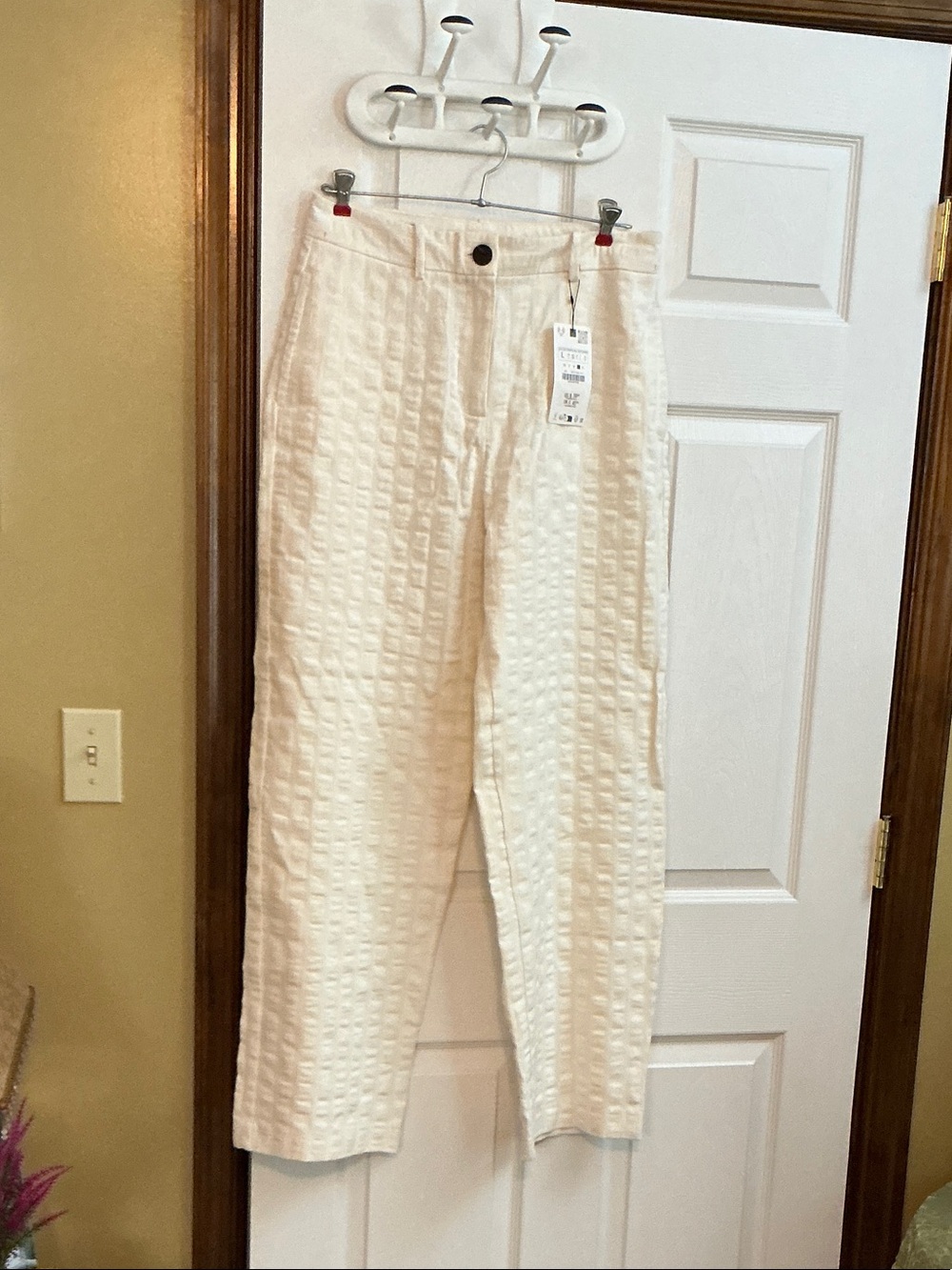 Zara Cream Textured Chinos
